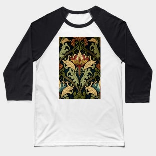 Floral Garden Botanical Print with Fall Gold Flowers and Leaves Baseball T-Shirt